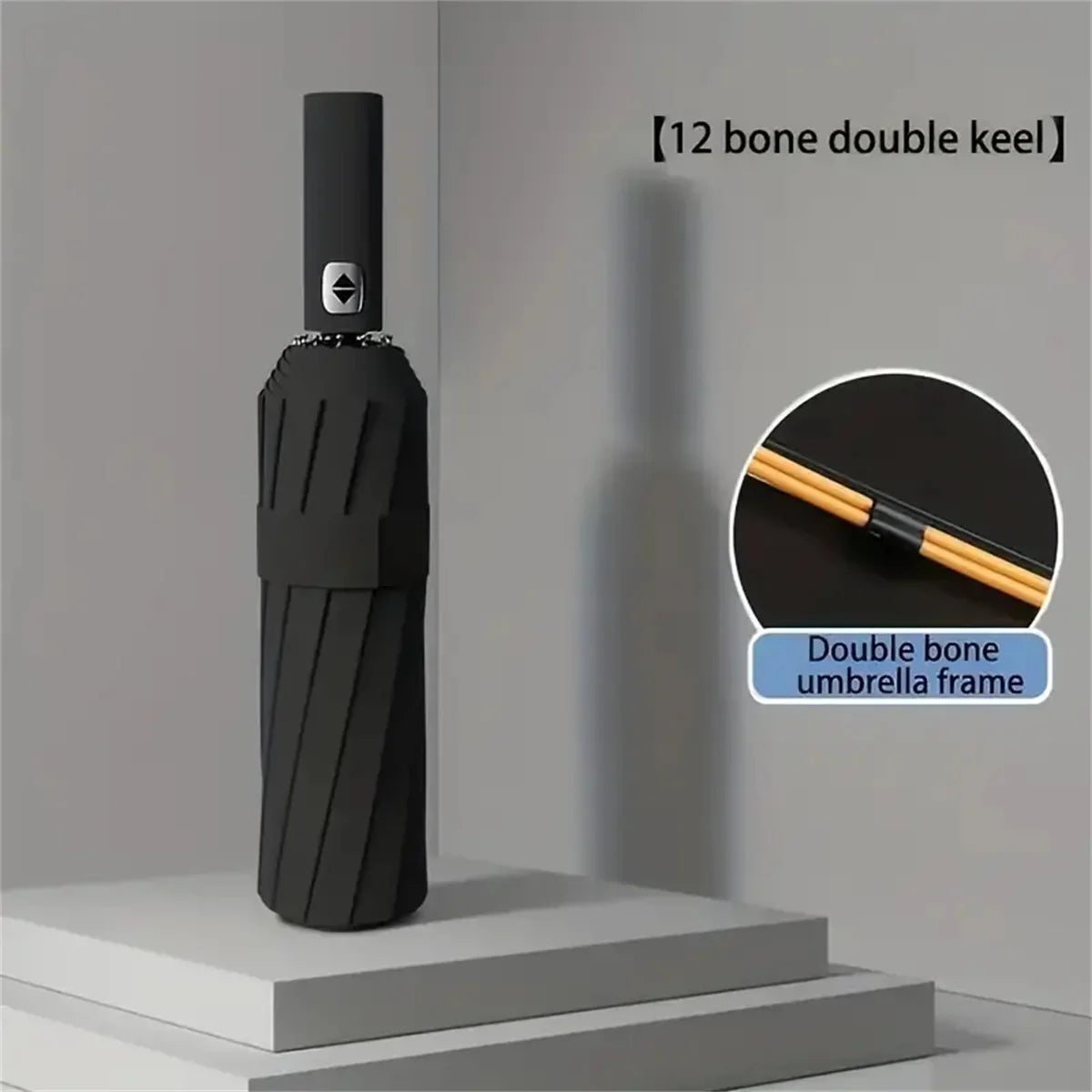 12 Bone Black Glue Fully Automatic Umbrella with Thick and Durable Keel Three Fold Umbrella UV Resistant Folding Umbrella