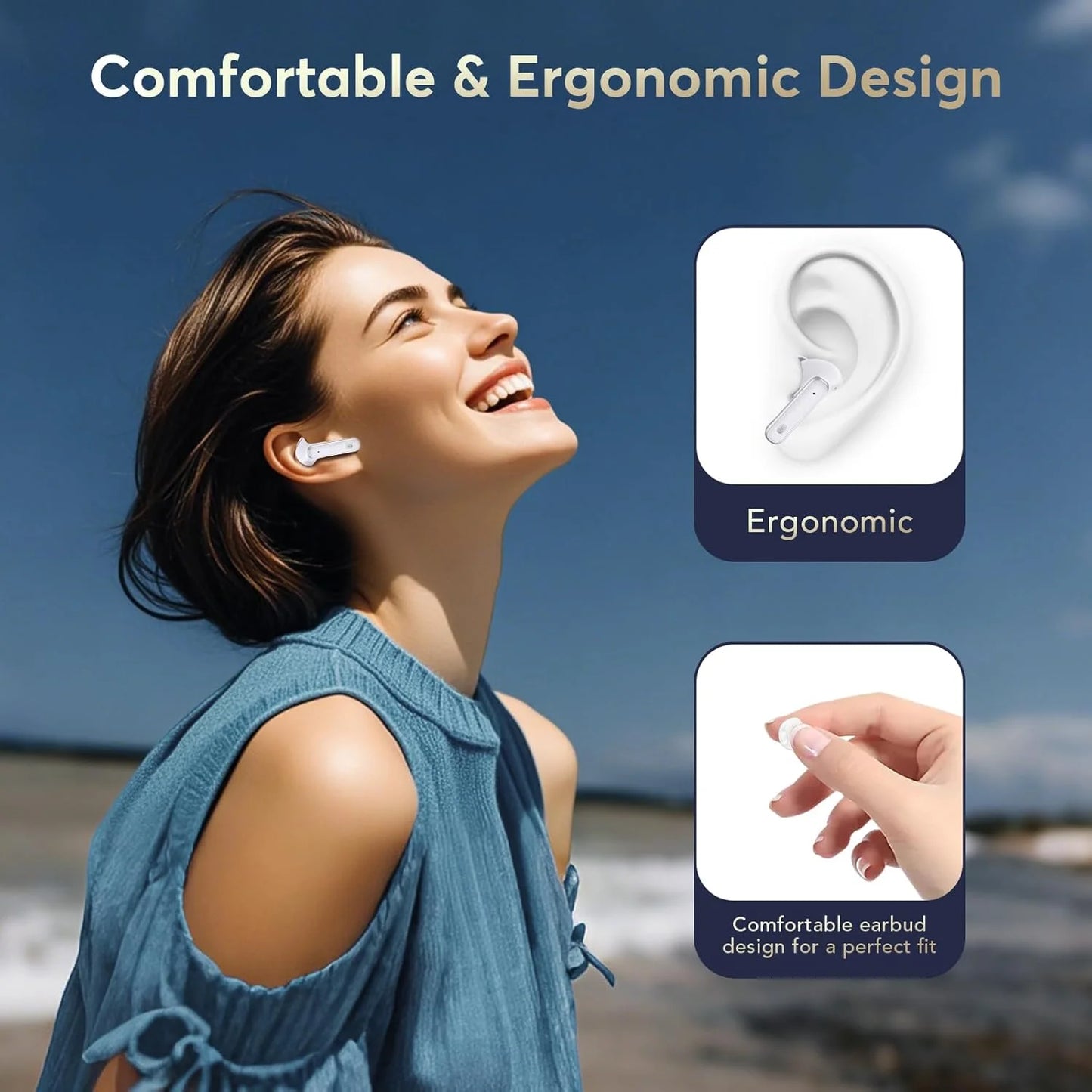 Wireless Earbud, 5.4 Bluetooth Headphones in Ear Stereo Bass Earphones Noise Cancelling Earbuds 36H Dual Mic Call, LED Display IP7 Waterproof Sport Headset for Android Ios
