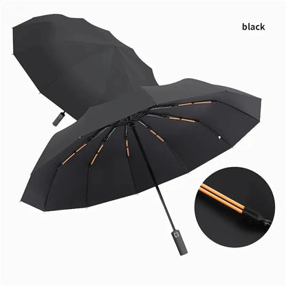 12 Bone Black Glue Fully Automatic Umbrella with Thick and Durable Keel Three Fold Umbrella UV Resistant Folding Umbrella