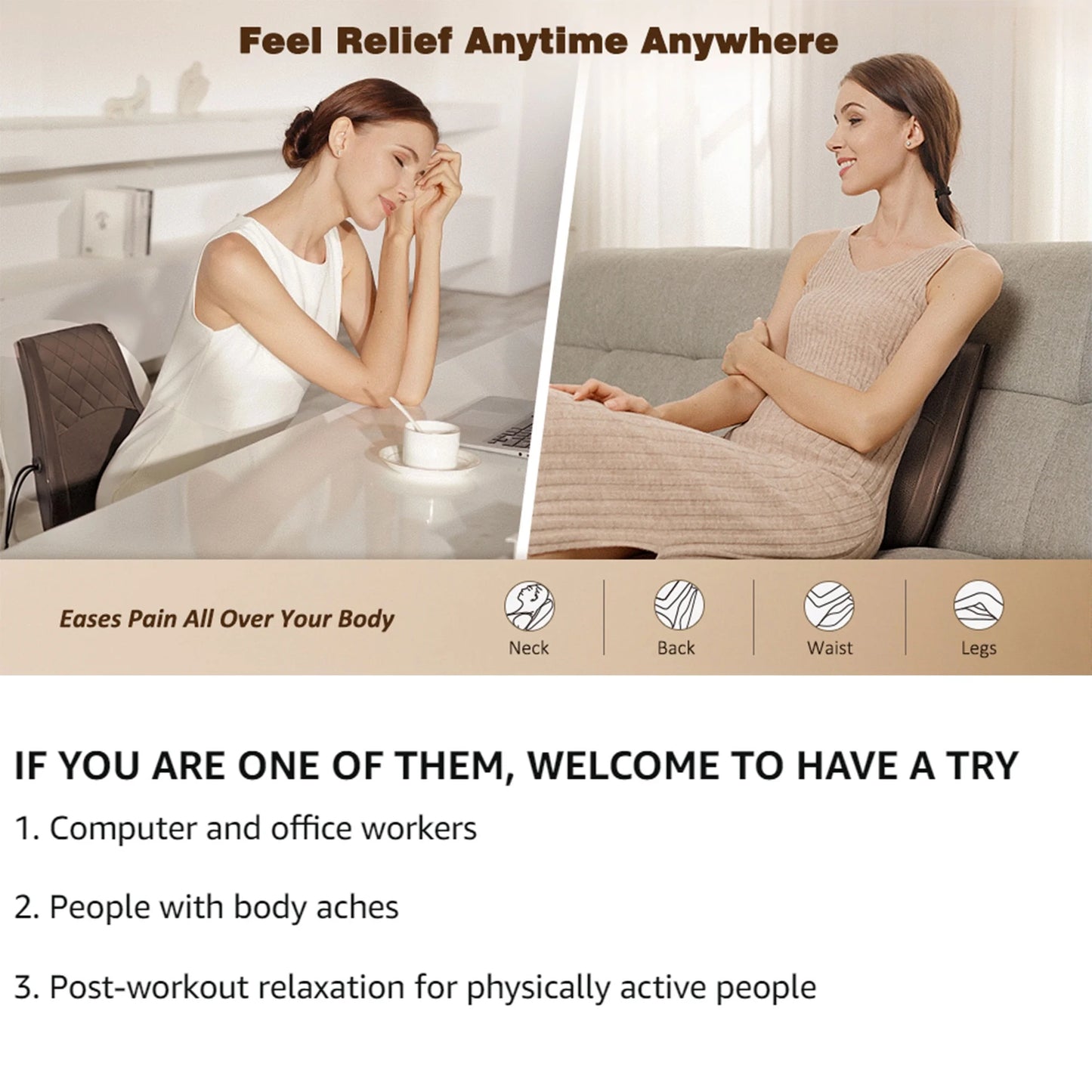Neck & Back Massager with Heat, 3D Deep-Kneading Shiatsu Pillow, Brown — Gift for Mom & Dad