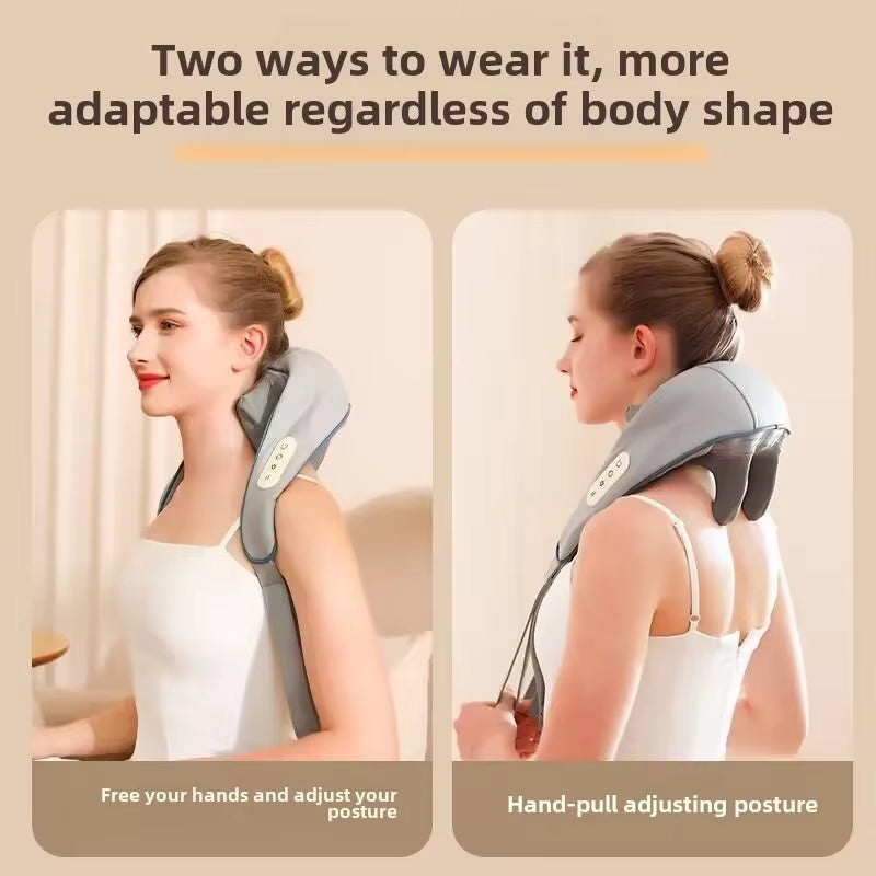 New USB Tape Neck Shiatsu Massage Belt Neck Back Shoulder and Neck Massager U-Shape Electric Neck Massager with Long-Las